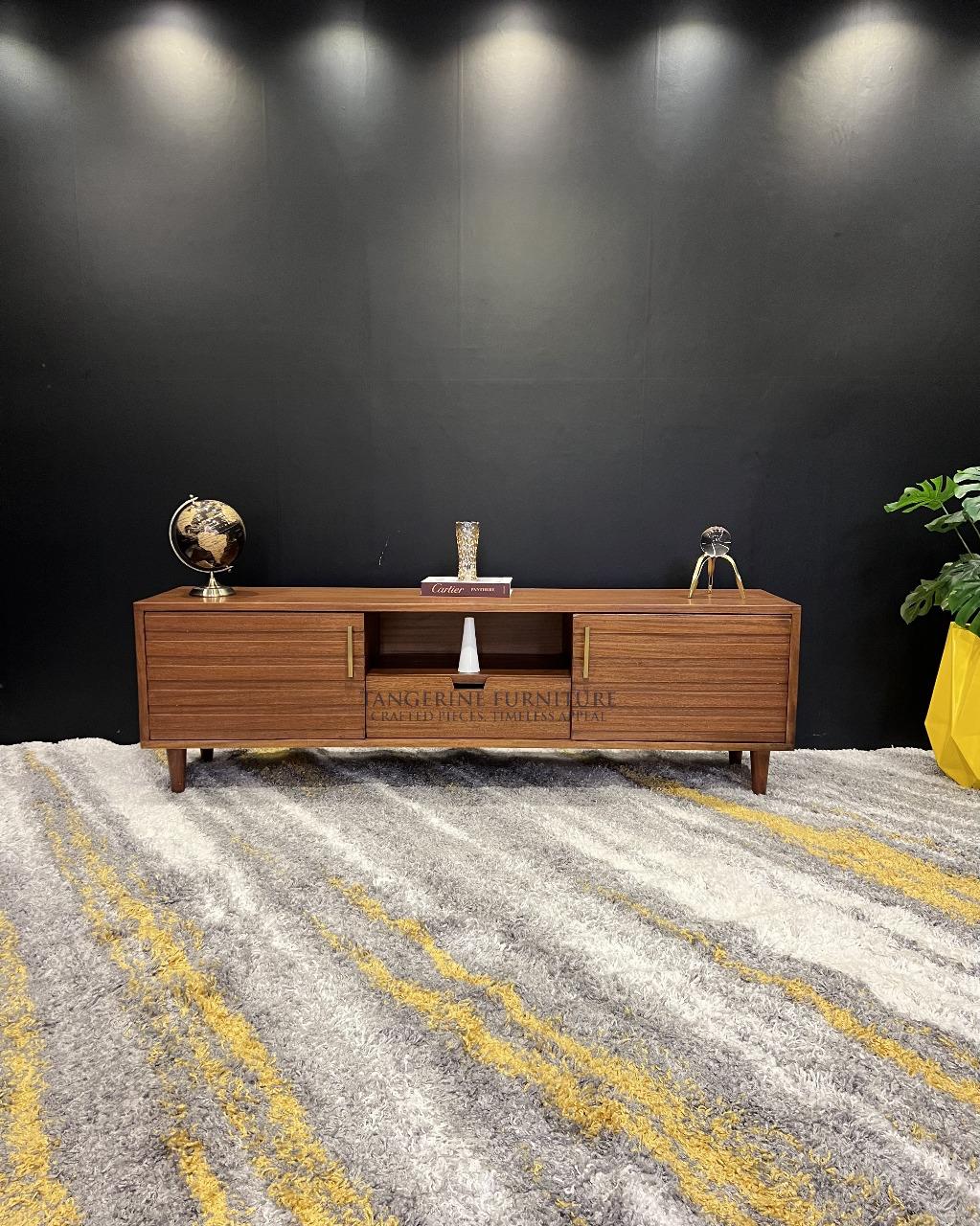 A rich mahogany tv stand