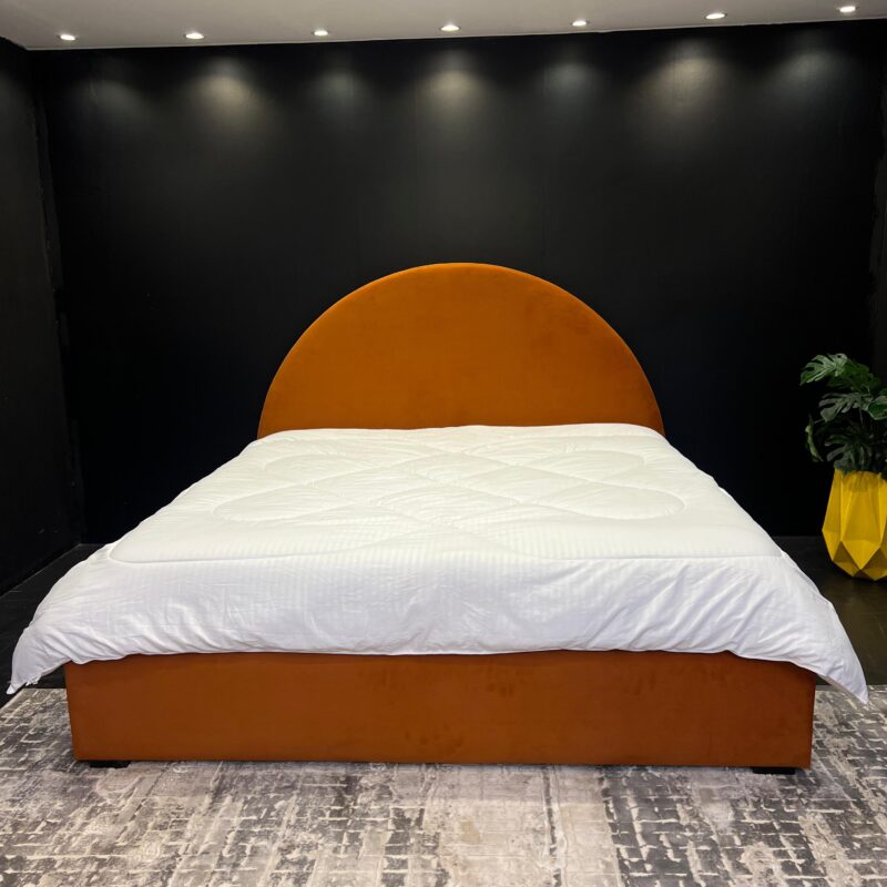 Burnt orange fabric bed
