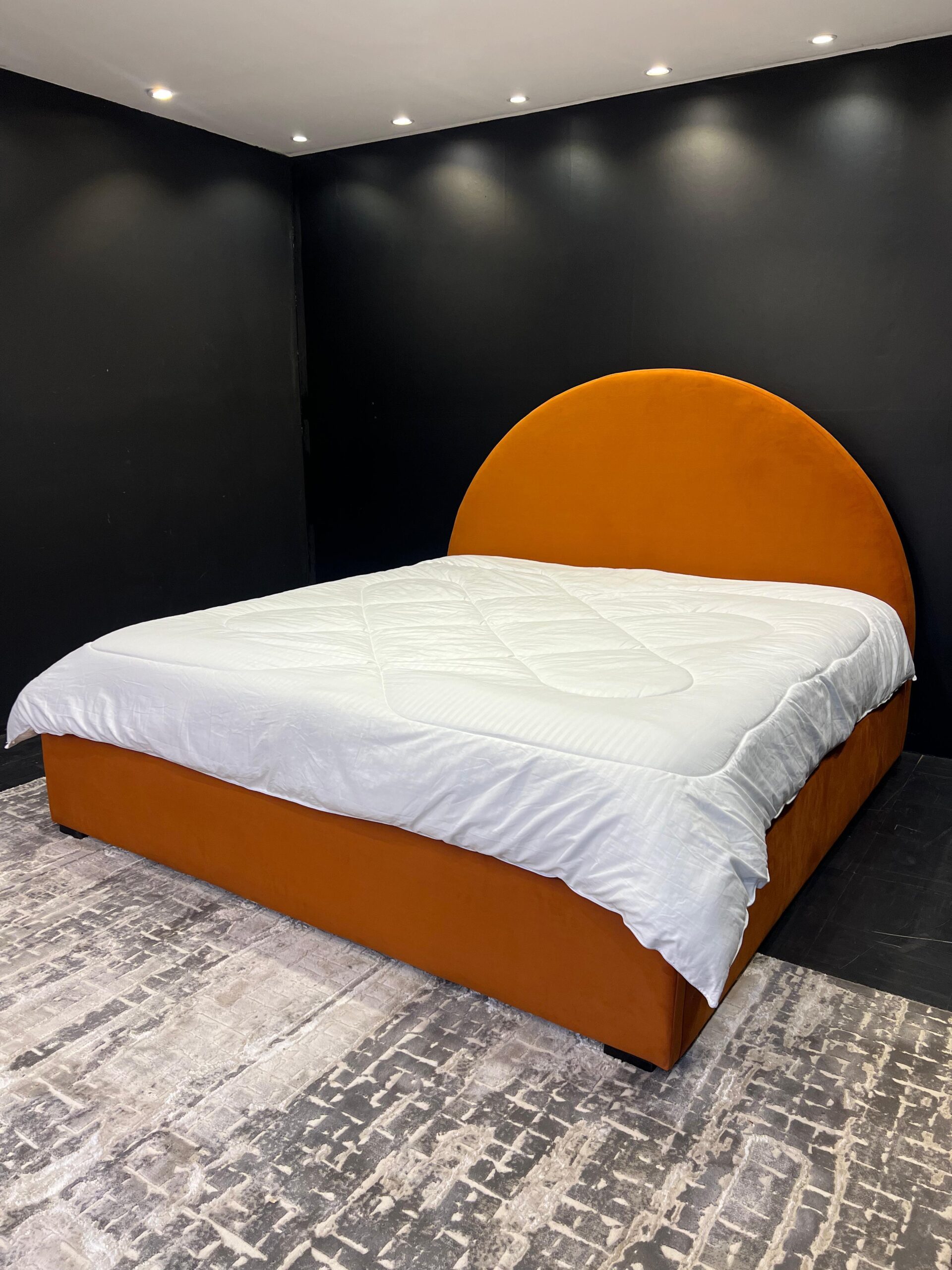 Burnt orange fabric bed - Image 2