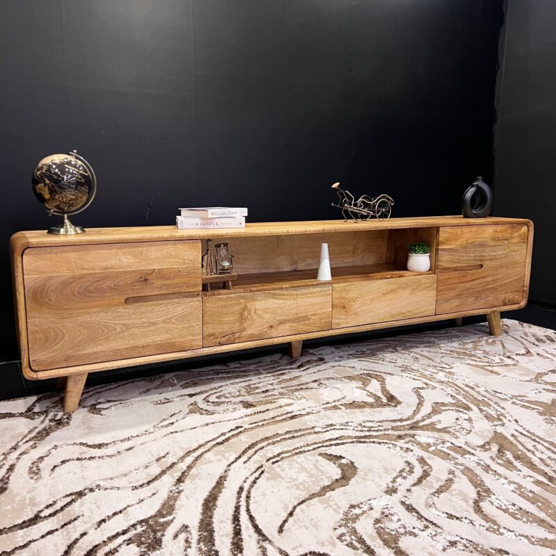 A simple mango wood tv stand